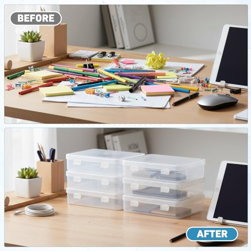 Jetec 6 Pieces Small Clear Plastic Storage Box, 5.9 x 5.9 x 1.5 Inch - size: 5.9 x 5.9 x 1.5 Inch