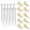 Picture Hanging Kit 10Pcs Rail Hooks with 10Pcs Chains, Metal Picture Display Hanging System for Wall Pictures, Exhibition(Black+Gold) - color: Gold/Black,10 chain + 10 hook, size: 0.3m