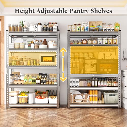 REIBII Galvanized Garage Shelving with PP Boards for Pantry Office Garage - size: Sliver 28"Wx12"Dx60"H