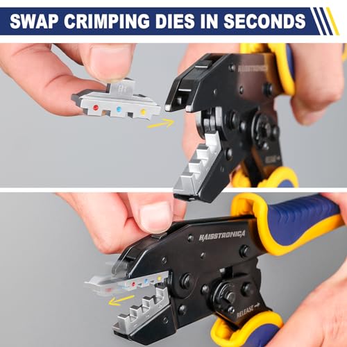 haisstronica Quick Change Crimping Tool Kit, 6 Dies, Wire Stripper