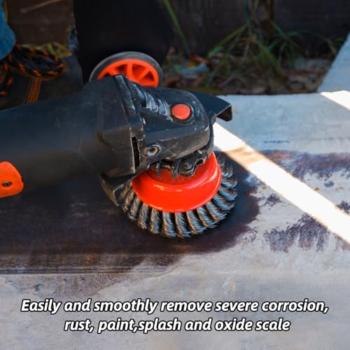 6Pack 4 1/2" Angle Grinder Wire Wheel Set -4 Inch & 3 Inch Knotted Coarse & Crimped Wheels, Cup Brushes with 5/8-11 UNC Threaded Arbor for Rust, Paint, Corrosion Removal