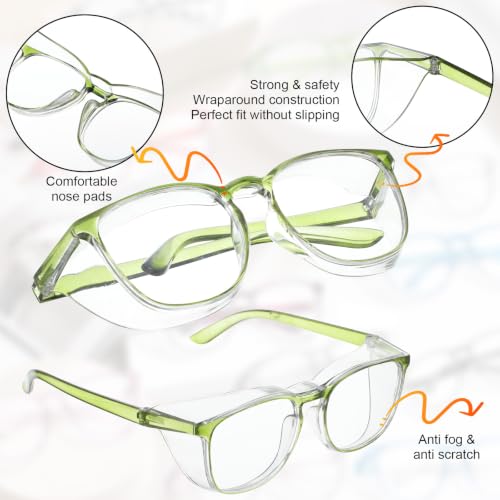 Qianyu 12 Pack Safety Glasses, Goggles Stylish Anti-Fog Protective Eyewear Cute Clear Glasses Multiple Colors Anti-Dust Eyewear for Nurses Women and Men