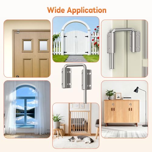 Upgraded Sliding Door Loop Lock, Gate Latches, Silver - color: Silver-1PC