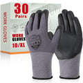 FURWEY Work Gloves,8/30 Pairs Nitrile,24 Pairs PU,Seamless Nylon Knit - color: Black Gray-30pairs, size: Medium