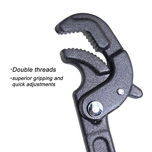 2 Pack Adjustable Wrench Quick Multi-function Self-Adjusting Spanner Power Grip Pipe Wrench 0.6”-2.4”/14mm-60mm