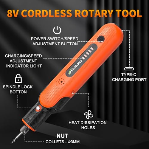 8V Cordless Rotary Tool Kit W/ 103pcs Accessories,5-Speed,USB-C