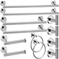 12 Pieces Polished Chrome Bathroom Hardware Accessories Set Hand Towel Ring 16&23.6 inch Round Towel Bar Toilet Paper Holder Towel Hooks 4 Pieces SUS 304 Stainless Steel,Heavy Duty,Wall Mounted - color: Polished Chrome, size: 12 piece 24"