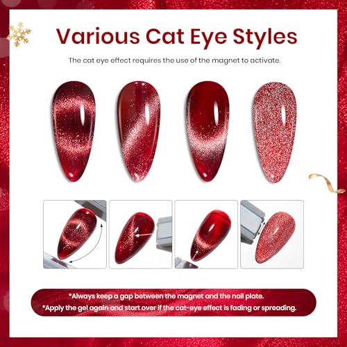 Beetles Fall Cat Eye Gel Nail Polish Set, 6 Colors Glitter Gel Polish Kit - color: 0-0-Brilliant Velvet