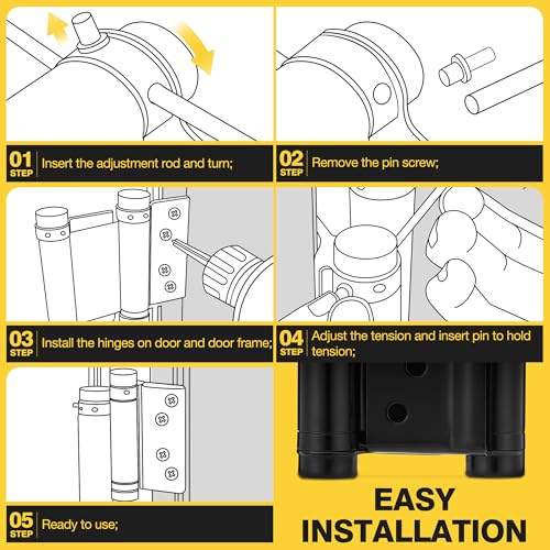KOLET Double Action Door Hinges, 3 Inches, Matte Black, 4 Pack - color: Matte Black, size: 3 Inch