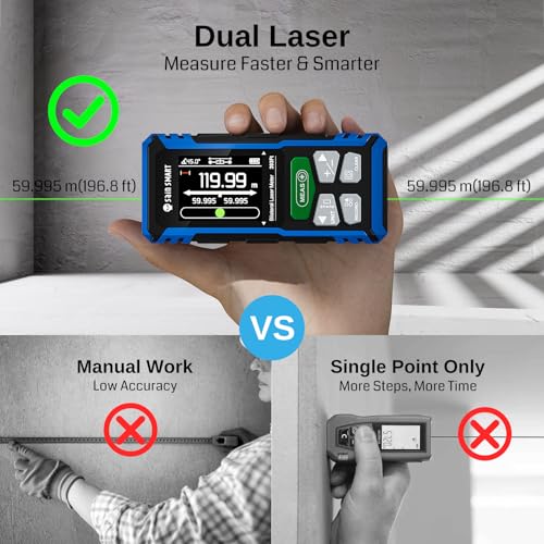 SainSmart Dual Laser Measuring Tool, 393Ft Green Bilateral Distance Meter - color: Green