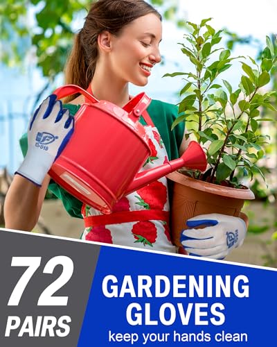 Potchen 72 Pairs Garden Work Gloves Bulk Pack for Men and Women - color: Blue