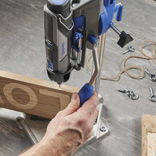 Dremel Drill Press Rotary Tool Workstation Stand with Wrench - Mini Portable Press & Tool Holder - 2-Inch Depth - Ideal for Drilling Perpendicular and Angled Holes - 220-01 - size: Silver, style: Industrial
