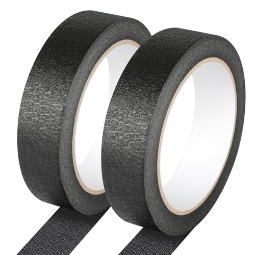 2 Pack Black Painters Tape - Black Masking Tape 1 Inch Wide - Multi-Surface, Smart Adhesion, Indoor & Outdoor - Paint Tape for DIY, Labeling, Art, Car, General Purpose - 180FT Total - color: Black