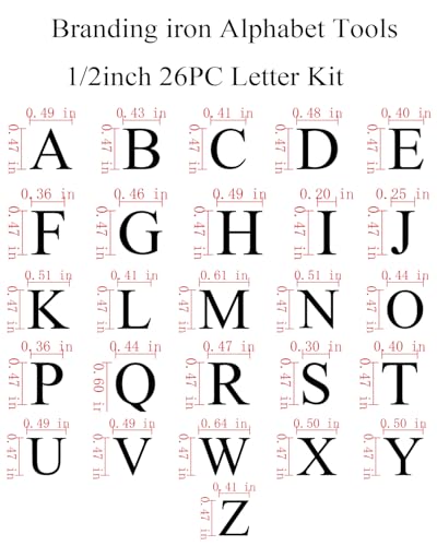 1/2" Wood Burning Letter Kit, 26Pcs Alphabet Branding Iron for Wood - color: 1/2", 26 Pcs