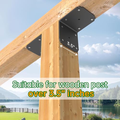 4x4x3.5 L Brackets Heavy Duty for Pergola ,4mm Extra Thick - size: 4x3.5 inch ( 8 Pack )