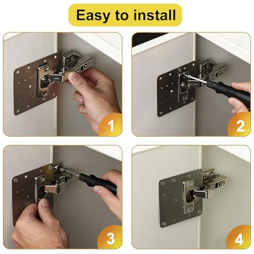 8 PCS Cabinet Hinge Repair Plate - Stainless Steel Cabinet Hinge Repair Replacement Kit,Hinges Repair Fixing Plates with Screw for Kitchen Cupboard Door Locker Cabinet Door