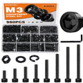 960PCS M3 Socket Head Cap Screw Assortment Kit, 6-30mm - size: M3 960pcs