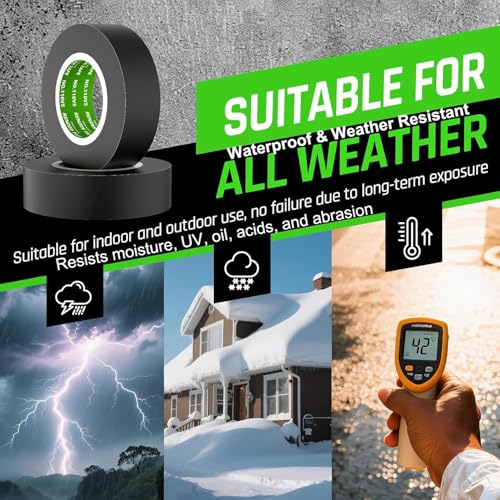 Electrical Tape 3/4 in x 66ft Black10-Pack Industrial Grade Vinyl Tape - color: Black
