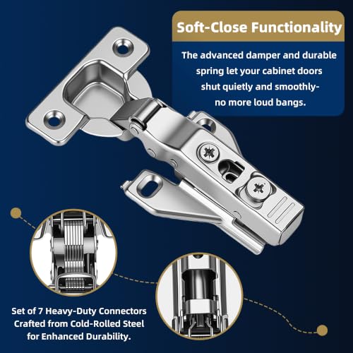 20 Pack Soft Close Cabinet Door Hinges for 3/4" Overlay Cupboard, 105 Degree Opening Angel, Stainless Concealed Kitchen Cabinet Hinges with Mounting Screws and Manual - size: 3/4 inch Overlay