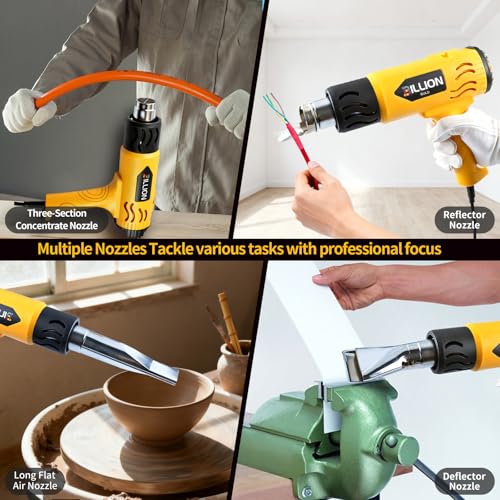 Heat Gun 1800W, 100℉ to 1200℉ Hot Air Gun with 4 Nozzles - color: Yellow-4