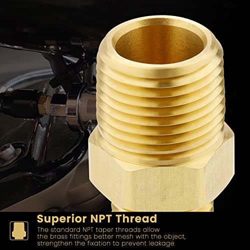 KOOTANS 3/8 NPT x 1/4 NPT Male Solid Brass Hex Nipples,4 PACK - size: 3/8 NPT x 1/4 NPT (O.D x O.D: 5/8'' x 1/2'')