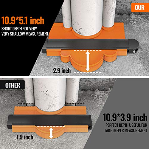 Contour Gauge Duplicator with Lock, 2 Pack Widen Shape Contour Duplication Gauge Profile Tool (5" & 10"), Precisely Copy Irregular Shape Instant Template for Corner, Pipe, Tile, Flooring, Molding