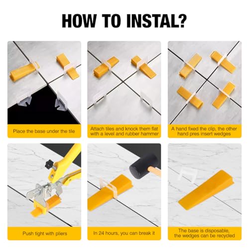 600 Piece Tile Leveling System Clips, 1/8 Inch Tile Leveler Clips