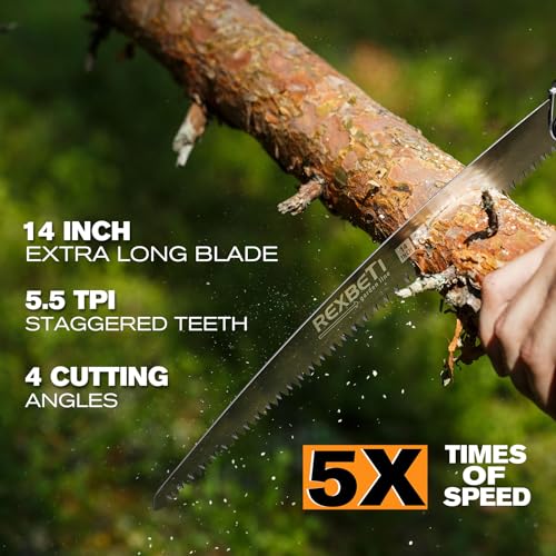 REXBETI 14-Inch Folding Pruning Saw, Extra Long Hand Saw for Tree Trimming - size: 14 inch