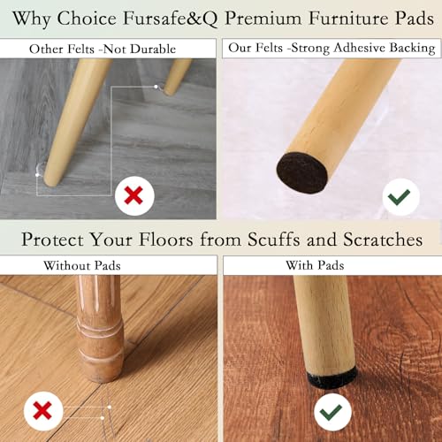 Fursafe&Q Felt Furniture Pads, Furniture Felt Pads for Hardwood Floors -Self Adhesive Chair Leg Floor Protectors, Protect from Nicks, Dents and Scratches, Chair Feet Protectors 136 Pcs Chair Feet - size: 136 Pcs Brown Round Felt Pads