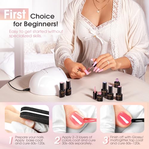 ROSALIND 30pcs Jelly Gel Polish Set, 26 Colors Translucent Nude Pink Gel | Sheer Gel Nail Polish Set with Matte Glossy Glitter Effects, Nails with Base Gel Top Coat, Salon DIY Home - color: Colorful Jelly