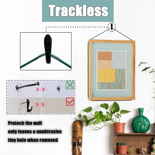 30 PCS Picture Hanging Nails Thumb Tacks for Wall Hangings, Heavy Duty Push Pins Wall Hooks for Drywall Cork Board, Picture Hanging Kit with Nails Black - style: High heel black 30