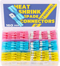 haisstronica 160PCS Heat Shrink Spade Connectors, 22-10 AWG, Male/Female - size: AWG 22-10, style: Male&Female Kit 160PCS