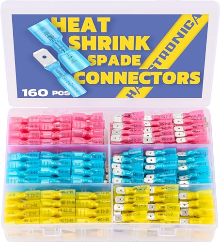 haisstronica 160PCS Heat Shrink Spade Connectors, 22-10 AWG, Male/Female - size: AWG 22-10, style: Male&Female Kit 160PCS