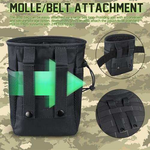 LIVANS Tactical Molle Dump Pouch, Magazine Drop Pouch Drastring Ammo Bag - color: Black