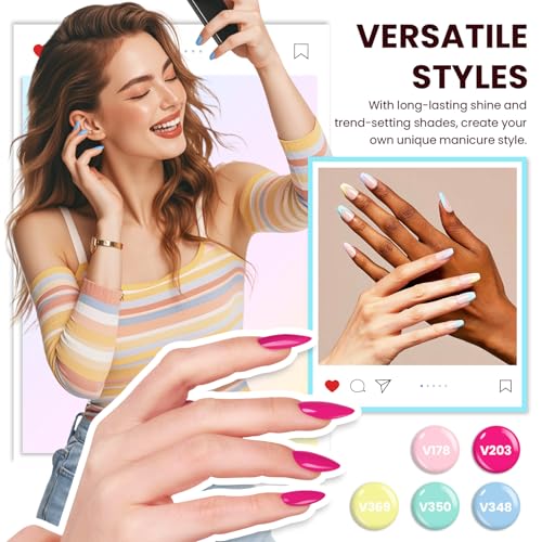VANREESA Gel Nail Polish Kit with U V Light 53 Pcs Gel Polish Nail Set 36 Sweet Colors Nail Polish Set with Base Coat and 4 Effects Top Coat Manicure Tools Complete Nail Kit Gifts for Women Girls - color: Sweet Juice