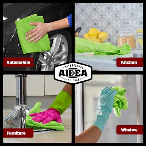 AIDEA Microfiber Cleaning Cloth-20PK, Microfiber Towels for Cars, 12"×12" - color: Green, size: 20PK