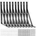 10 Pack L16 x H 10" Heavy Duty Shelf Brackets with Screws Open Floating Shelving Bracket L Brackets Black Metal Shelf Brackets for Shelves, Room, Pantry,Garage - size: L 16" x H 10" x W 1", style: 10 Pack-Black