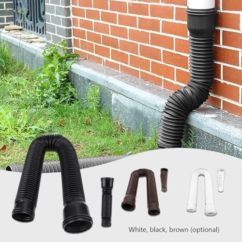 Rain Gutter Downspout Extensions, Flexible Drain Downspout Extender Drain Pipe Connector from 20 to 59 Inches with Screws for Most Residential (White)