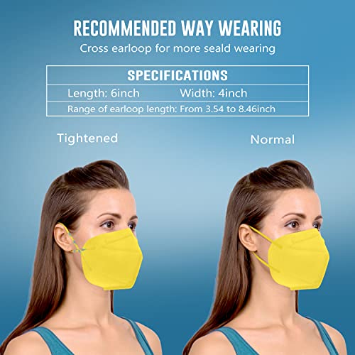 WWDOLL KN95 Face Mask 25 Pack, 5-Layers Breathable Disposable KN95 Masks - color: Yellow