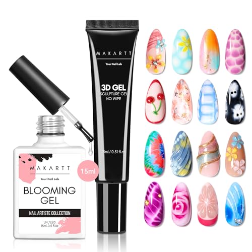 Makartt Blooming Gel & 3D Gel Nail Art Kit for DIY Nail Art Clear - color: A14-Clear Blooming Gel & 3D Gel