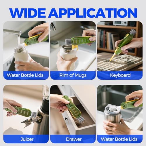 Holikme 6 Pack 4 in 1 Cup Lid Cleaning Brush 3 Straws Bottle Brush,Olive - color: Olive