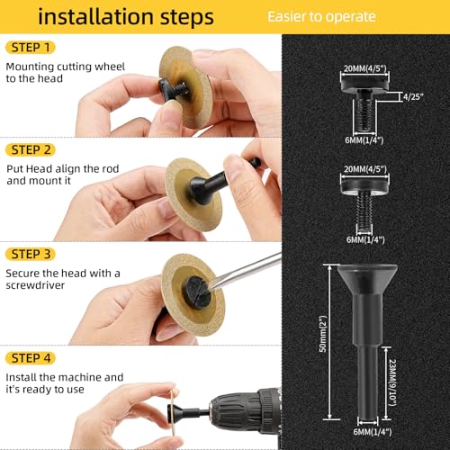 Sbestily Metal Diamond Cutting Wheel 2Inch Drill/Die Grinder Cut Off Wheel - style: Cutting Wheels + Mandrel (2+1)