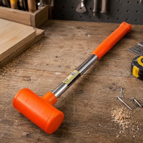 Stark USA 9-Pounds Dead Blow Hammer Mallet with Non-Marring Rubber Coating 9lbs Head Checkered Grip Handle Rebound Resistant Unibody Molded, Orange - size: 9LBS