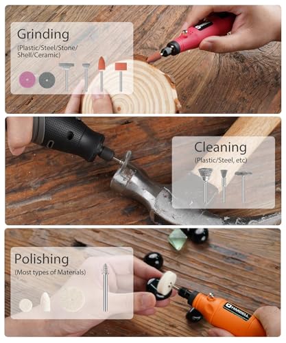 HARDELL 227Pcs Rotary Tool Kit w/ 1/8" Shanks, Sanding & Carving Orange - color: Orange+white