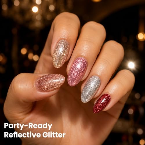 Beetles Fall Glitter Gel Nail Polish Set Reflective Sparkle Gel Polish - color: A - Reflective Glitter | Bling Fling