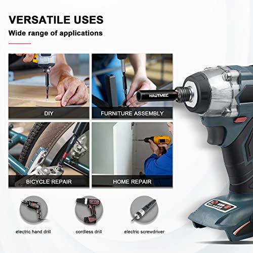 HAUTMEC 2PCS 1/4" Magnetic Impact Drill Bit Holder, CR-V Quick Change Hex Shank Screwdriver Bit Holder Extension with Torsion Zone for Drill & Impact Driver - HT0163 - size: 2-Pack Magnetic Bit Holder