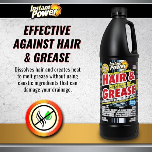 Instant Power Hair & Grease Drain Opener & Clog Remover, 1 Liter, 2 Pack - size: 33.8 Fl Oz (Pack of 2)
