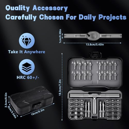 52 in 1 Magnetic Screwdriver Set with Ratcheting Handle | Professional Repair Tool Kit for Electronics, Furniture, Bicycles & DIY Projects