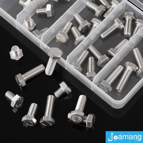 M8 x 10mm 12mm 16mm 20mm 25mm Hex Bolts, Hexagon Head Screws, 304 Stainless Steel(A2-70), Metric Fully Thread, Bright Finish, Assortment Kit 40PCS - size: M8x10-25mm(40PCS)