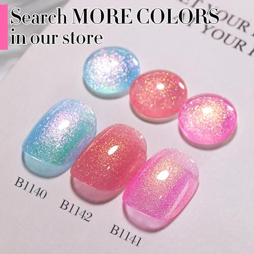 Double Rhythm 15ML Glitter Gel Polish Shimmer Reflective Holographic Color Magnetic for Nail Art Salon DIY at Home (Hot Pink-B1141) - color: Pink